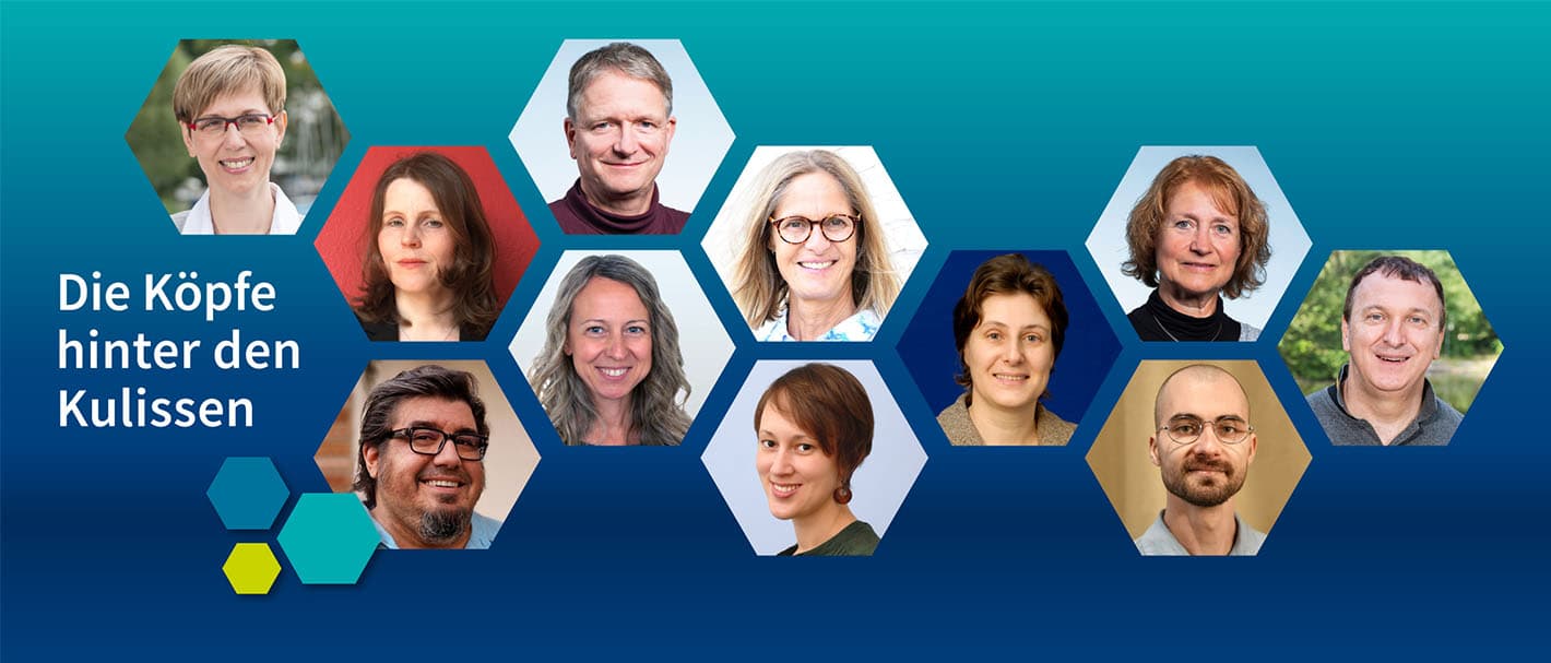 Collage aus Porträt-Bildern der Personen im Redaktionsteam des IAB-Forum.